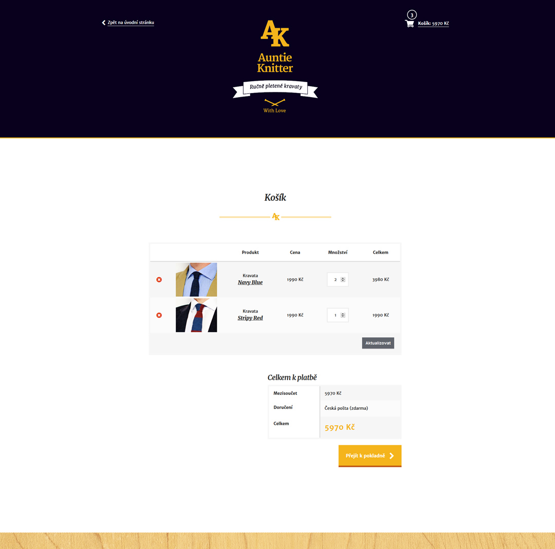 Auntie Knitter cart page