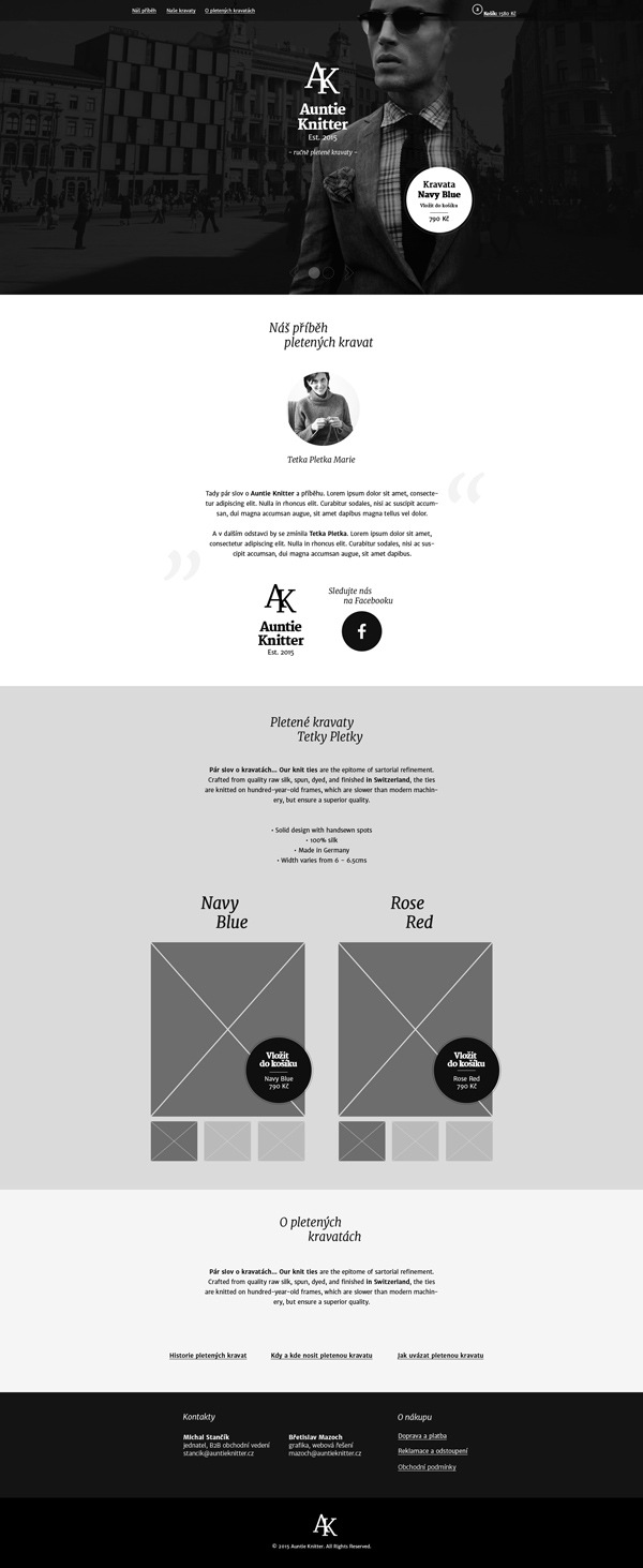 Auntie Knitter the website wireframe