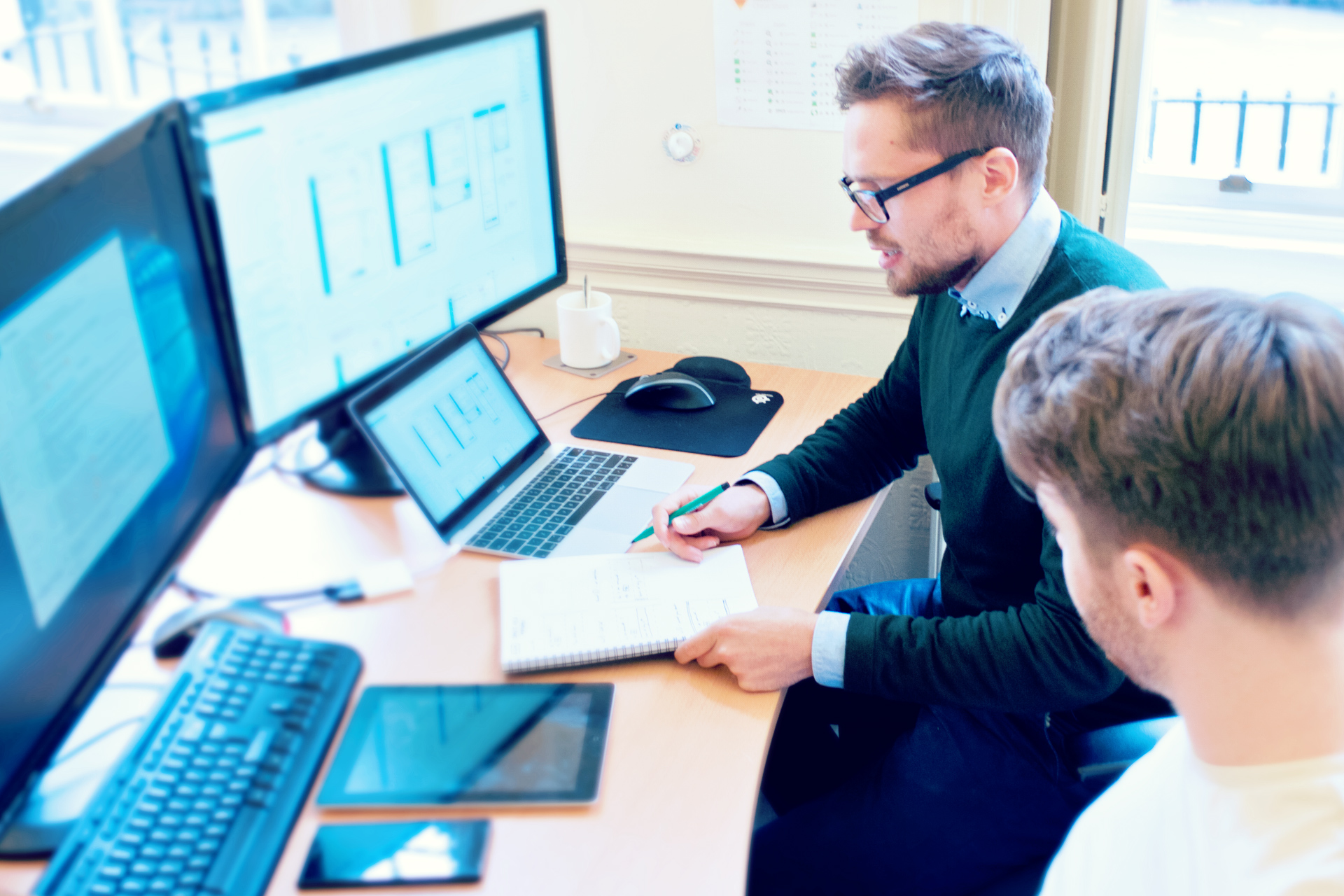 Me working with a developer