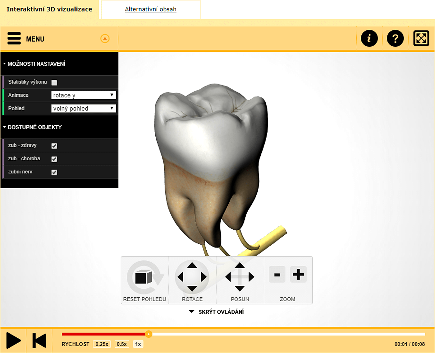 Screenshot from the 3D viewer (all available controls)