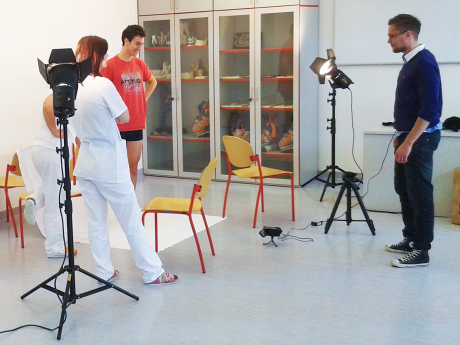 Me during a recording session with the university tutors